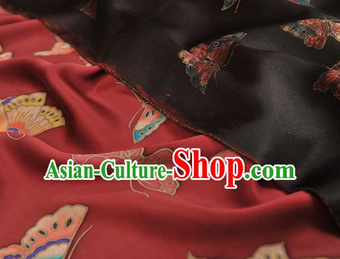 Chinese Traditional Red Gambiered Guangdong Gauze Classical Butterfly Pattern Silk Fabric Cheongsam Satin Cloth Chinese Traditional Red Gambiered Guangdong Gauze Classical Butterfly Pattern Silk Fabric Cheongsam Satin Cloth