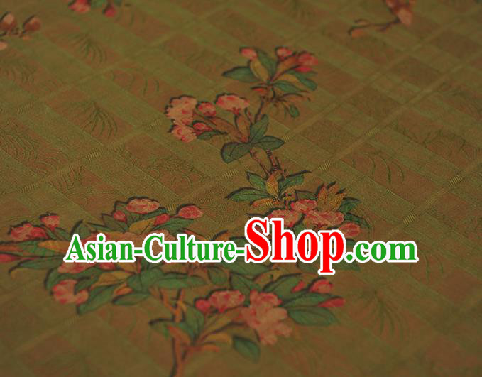 Chinese Traditional Cheongsam Cloth Green Gambiered Guangdong Gauze Classical Begonia Pattern Silk Fabric Chinese Traditional Cheongsam Cloth Green Gambiered Guangdong Gauze Classical Begonia Pattern Silk Fabric