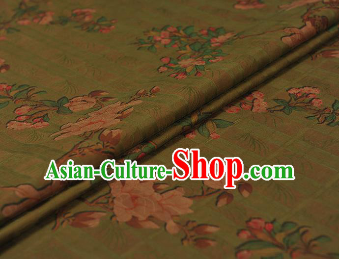 Chinese Traditional Cheongsam Cloth Green Gambiered Guangdong Gauze Classical Begonia Pattern Silk Fabric Chinese Traditional Cheongsam Cloth Green Gambiered Guangdong Gauze Classical Begonia Pattern Silk Fabric