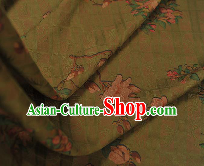 Chinese Traditional Cheongsam Cloth Green Gambiered Guangdong Gauze Classical Begonia Pattern Silk Fabric Chinese Traditional Cheongsam Cloth Green Gambiered Guangdong Gauze Classical Begonia Pattern Silk Fabric