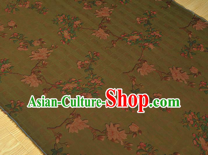 Chinese Traditional Cheongsam Cloth Green Gambiered Guangdong Gauze Classical Begonia Pattern Silk Fabric Chinese Traditional Cheongsam Cloth Green Gambiered Guangdong Gauze Classical Begonia Pattern Silk Fabric