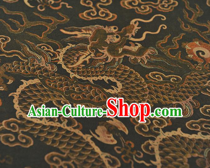Chinese Traditional Cheongsam Gambiered Guangdong Gauze Cloth Classical Peony Dragon Pattern Silk Fabric