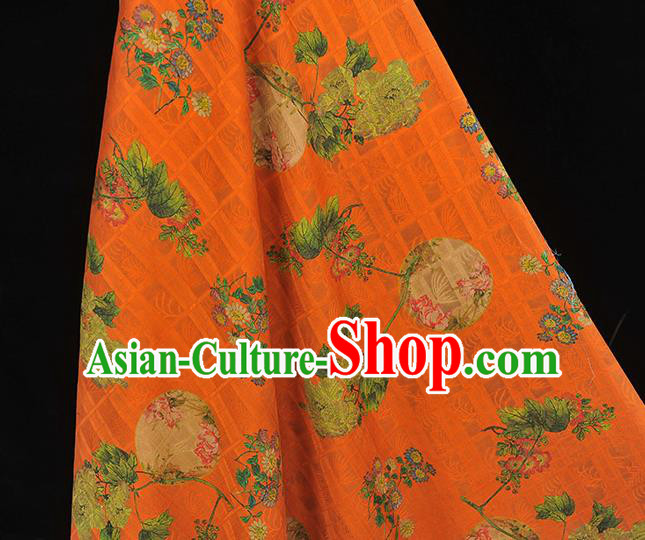 Chinese Traditional Cheongsam Orange Gambiered Guangdong Gauze Cloth Classical Flowers Pattern Silk Fabric Chinese Traditional Cheongsam Orange Gambiered Guangdong Gauze Cloth Classical Flowers Pattern Silk Fabric