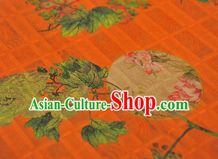Chinese Traditional Cheongsam Orange Gambiered Guangdong Gauze Cloth Classical Flowers Pattern Silk Fabric Chinese Traditional Cheongsam Orange Gambiered Guangdong Gauze Cloth Classical Flowers Pattern Silk Fabric