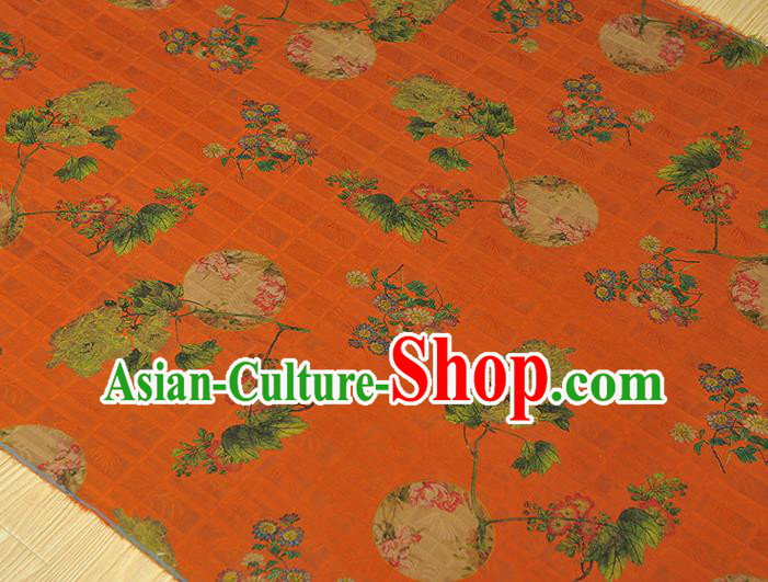 Chinese Traditional Cheongsam Orange Gambiered Guangdong Gauze Cloth Classical Flowers Pattern Silk Fabric Chinese Traditional Cheongsam Orange Gambiered Guangdong Gauze Cloth Classical Flowers Pattern Silk Fabric