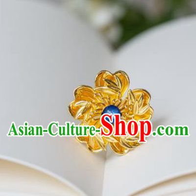 China Ming Dynasty Gilding Hairpin Traditional Court Queen Hair Accessories Ancient Empress Gilding Plum Blossom Hair Stick