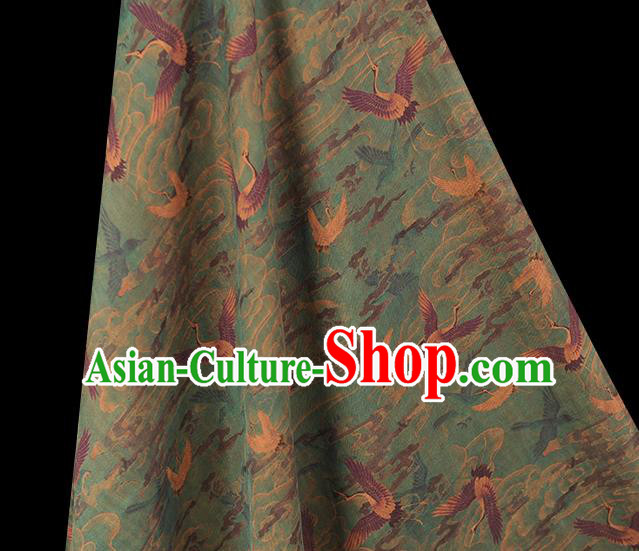 Chinese Traditional Silk Fabric Classical Cranes Pattern Blue Cloth Cheongsam Gambiered Guangdong Gauze Chinese Traditional Silk Fabric Classical Cranes Pattern Blue Cloth Cheongsam Gambiered Guangdong Gauze