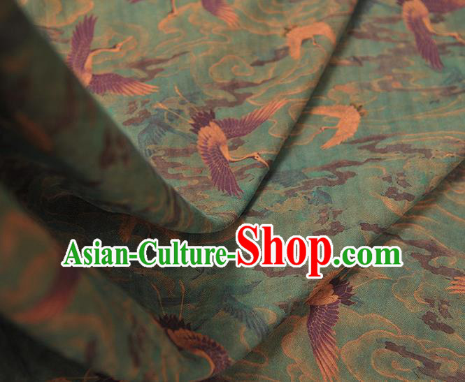 Chinese Traditional Silk Fabric Classical Cranes Pattern Blue Cloth Cheongsam Gambiered Guangdong Gauze Chinese Traditional Silk Fabric Classical Cranes Pattern Blue Cloth Cheongsam Gambiered Guangdong Gauze
