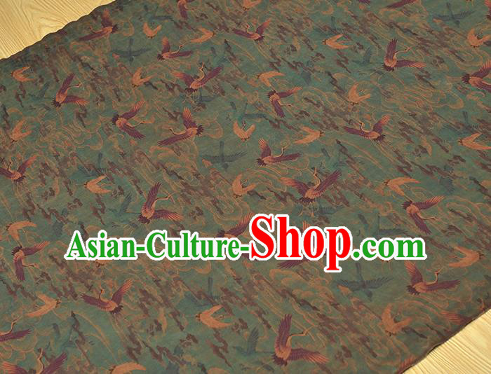 Chinese Traditional Silk Fabric Classical Cranes Pattern Blue Cloth Cheongsam Gambiered Guangdong Gauze Chinese Traditional Silk Fabric Classical Cranes Pattern Blue Cloth Cheongsam Gambiered Guangdong Gauze