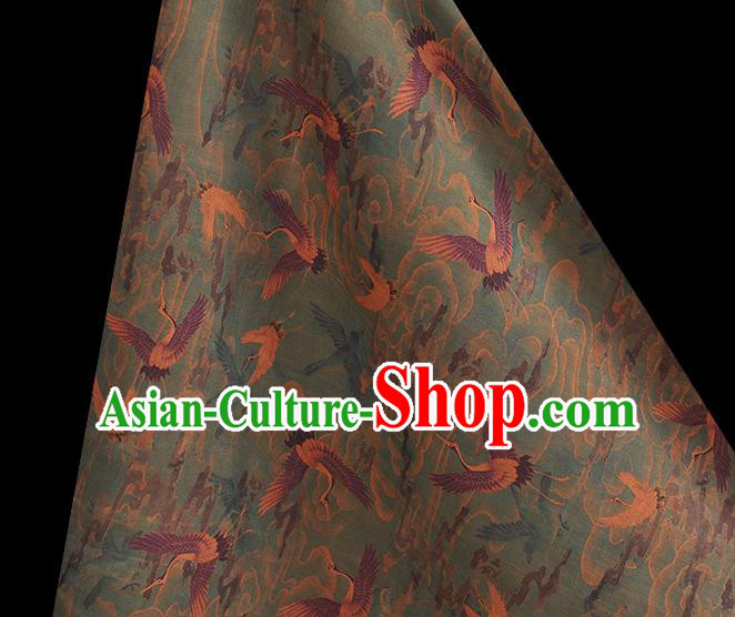 Chinese Classical Cranes Pattern Cloth Cheongsam Gambiered Guangdong Gauze Traditional Navy Silk Fabric Chinese Classical Cranes Pattern Cloth Cheongsam Gambiered Guangdong Gauze Traditional Navy Silk Fabric