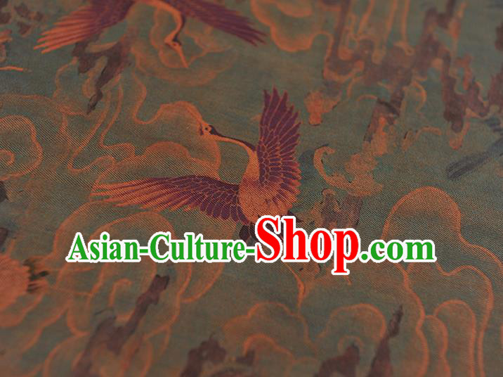 Chinese Classical Cranes Pattern Cloth Cheongsam Gambiered Guangdong Gauze Traditional Navy Silk Fabric Chinese Classical Cranes Pattern Cloth Cheongsam Gambiered Guangdong Gauze Traditional Navy Silk Fabric