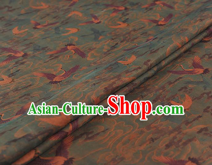 Chinese Classical Cranes Pattern Cloth Cheongsam Gambiered Guangdong Gauze Traditional Navy Silk Fabric Chinese Classical Cranes Pattern Cloth Cheongsam Gambiered Guangdong Gauze Traditional Navy Silk Fabric