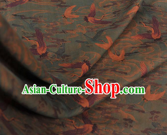 Chinese Classical Cranes Pattern Cloth Cheongsam Gambiered Guangdong Gauze Traditional Navy Silk Fabric Chinese Classical Cranes Pattern Cloth Cheongsam Gambiered Guangdong Gauze Traditional Navy Silk Fabric