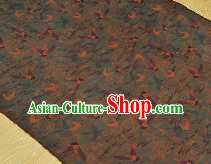 Chinese Classical Cranes Pattern Cloth Cheongsam Gambiered Guangdong Gauze Traditional Navy Silk Fabric Chinese Classical Cranes Pattern Cloth Cheongsam Gambiered Guangdong Gauze Traditional Navy Silk Fabric