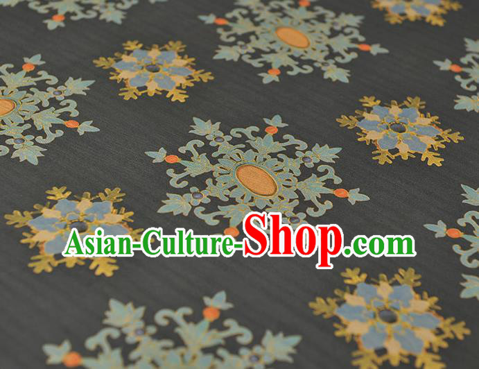 Chinese Classical Snowflake Pattern Cloth Cheongsam Gambiered Guangdong Gauze Traditional Black Silk Fabric Chinese Classical Snowflake Pattern Cloth Cheongsam Gambiered Guangdong Gauze Traditional Black Silk Fabric