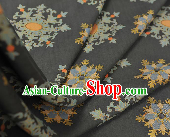 Chinese Classical Snowflake Pattern Cloth Cheongsam Gambiered Guangdong Gauze Traditional Black Silk Fabric Chinese Classical Snowflake Pattern Cloth Cheongsam Gambiered Guangdong Gauze Traditional Black Silk Fabric