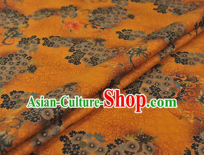 Chinese Classical Apricot Blossom Pattern Cloth Traditional Cheongsam Ginger Silk Fabric Gambiered Guangdong Gauze Chinese Classical Apricot Blossom Pattern Cloth Traditional Cheongsam Ginger Silk Fabric Gambiered Guangdong Gauze