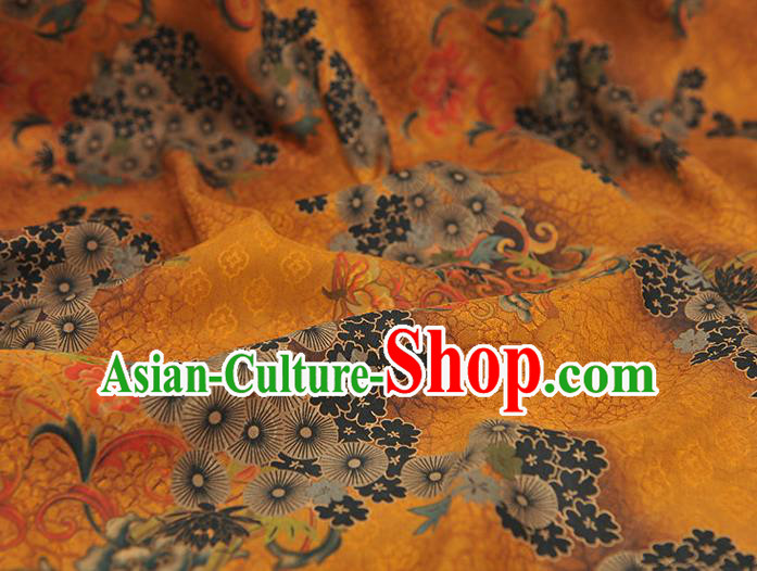 Chinese Classical Apricot Blossom Pattern Cloth Traditional Cheongsam Ginger Silk Fabric Gambiered Guangdong Gauze Chinese Classical Apricot Blossom Pattern Cloth Traditional Cheongsam Ginger Silk Fabric Gambiered Guangdong Gauze