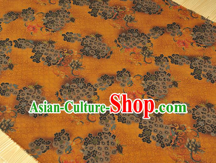 Chinese Classical Apricot Blossom Pattern Cloth Traditional Cheongsam Ginger Silk Fabric Gambiered Guangdong Gauze Chinese Classical Apricot Blossom Pattern Cloth Traditional Cheongsam Ginger Silk Fabric Gambiered Guangdong Gauze