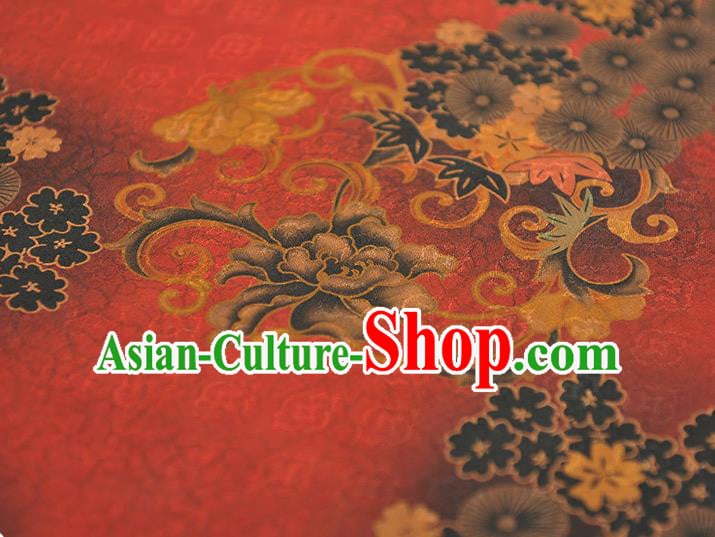 Chinese Traditional Cheongsam Red Silk Fabric Gambiered Guangdong Gauze Classical Apricot Blossom Pattern Cloth Chinese Traditional Cheongsam Red Silk Fabric Gambiered Guangdong Gauze Classical Apricot Blossom Pattern Cloth