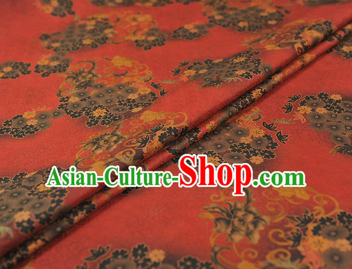 Chinese Traditional Cheongsam Red Silk Fabric Gambiered Guangdong Gauze Classical Apricot Blossom Pattern Cloth Chinese Traditional Cheongsam Red Silk Fabric Gambiered Guangdong Gauze Classical Apricot Blossom Pattern Cloth