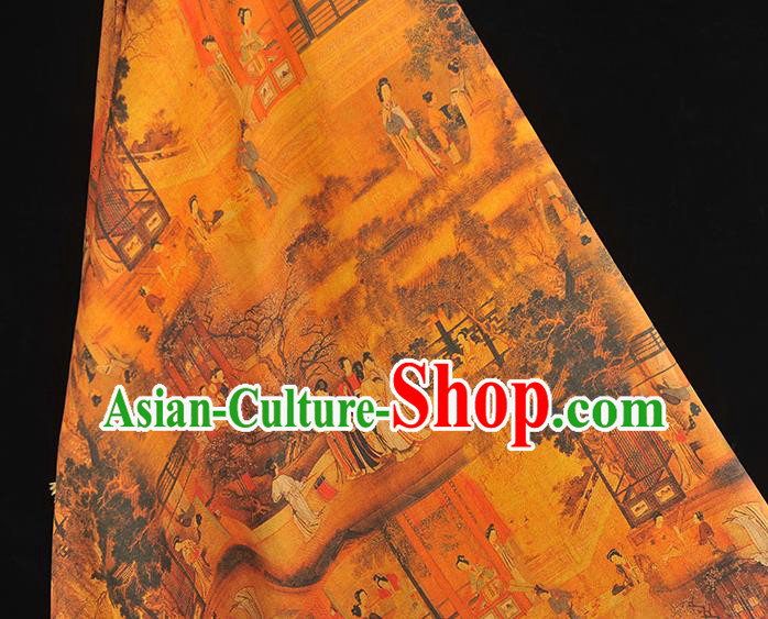 Chinese Classical Palace Lady Pattern Cloth Traditional Cheongsam Ginger Silk Fabric Gambiered Guangdong Gauze Chinese Classical Palace Lady Pattern Cloth Traditional Cheongsam Ginger Silk Fabric Gambiered Guangdong Gauze