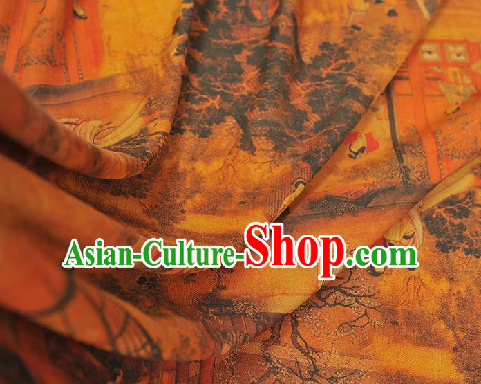Chinese Classical Palace Lady Pattern Cloth Traditional Cheongsam Ginger Silk Fabric Gambiered Guangdong Gauze Chinese Classical Palace Lady Pattern Cloth Traditional Cheongsam Ginger Silk Fabric Gambiered Guangdong Gauze