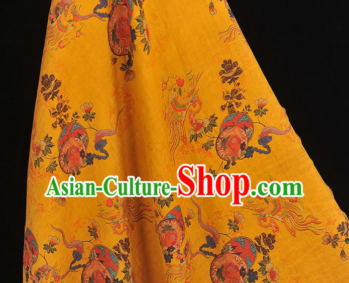 Chinese Classical Phoenix Peony Pattern Cloth Traditional Cheongsam Silk Fabric Red Gambiered Guangdong Gauze Chinese Classical Phoenix Peony Pattern Cloth Traditional Cheongsam Silk Fabric Red Gambiered Guangdong Gauze
