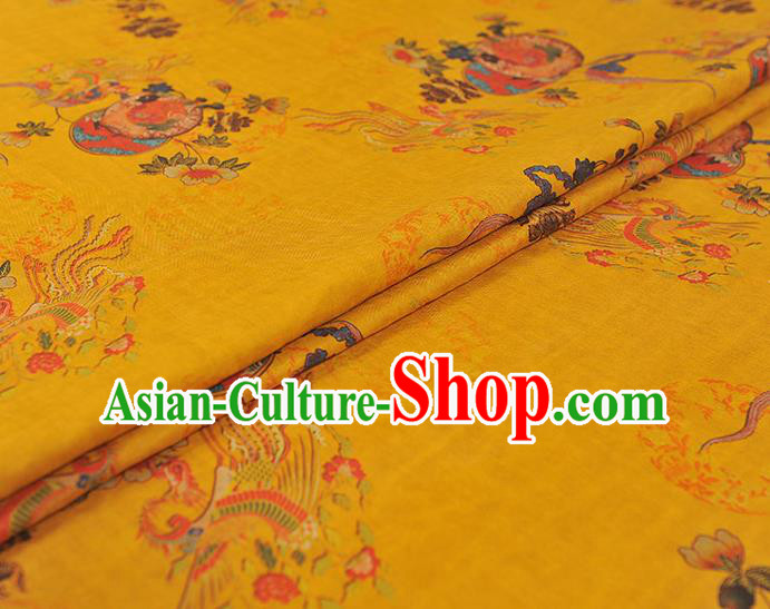 Chinese Classical Phoenix Peony Pattern Cloth Traditional Cheongsam Silk Fabric Red Gambiered Guangdong Gauze Chinese Classical Phoenix Peony Pattern Cloth Traditional Cheongsam Silk Fabric Red Gambiered Guangdong Gauze