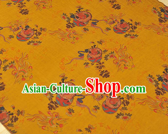 Chinese Classical Phoenix Peony Pattern Cloth Traditional Cheongsam Silk Fabric Red Gambiered Guangdong Gauze Chinese Classical Phoenix Peony Pattern Cloth Traditional Cheongsam Silk Fabric Red Gambiered Guangdong Gauze