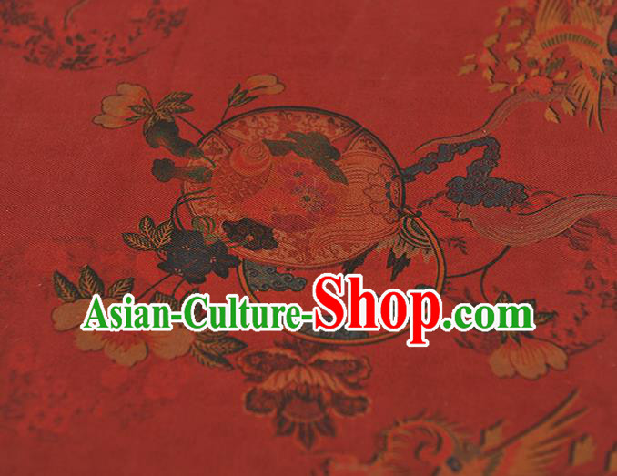 Chinese Traditional Cheongsam Silk Fabric Red Gambiered Guangdong Gauze Classical Phoenix Peony Pattern Cloth Chinese Traditional Cheongsam Silk Fabric Red Gambiered Guangdong Gauze Classical Phoenix Peony Pattern Cloth