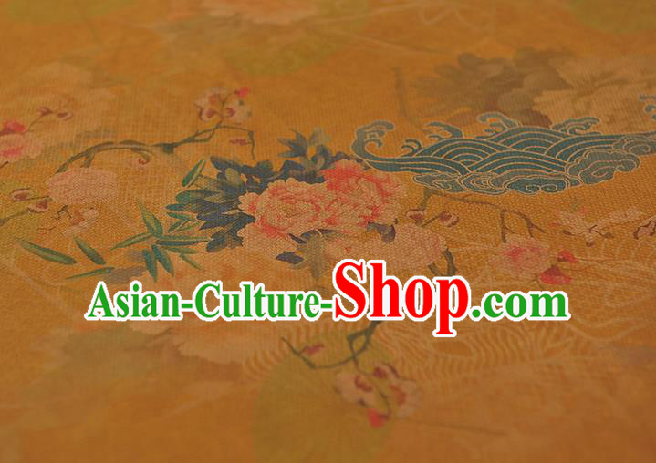 Chinese Traditional Cheongsam Silk Fabric Gambiered Guangdong Gauze Classical Peony Pattern Ginger Cloth Chinese Traditional Cheongsam Silk Fabric Gambiered Guangdong Gauze Classical Peony Pattern Ginger Cloth