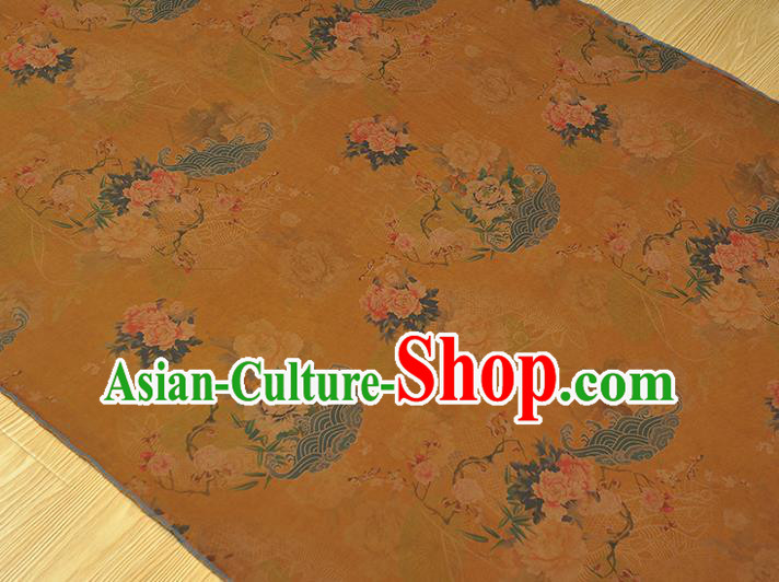 Chinese Traditional Cheongsam Silk Fabric Gambiered Guangdong Gauze Classical Peony Pattern Ginger Cloth Chinese Traditional Cheongsam Silk Fabric Gambiered Guangdong Gauze Classical Peony Pattern Ginger Cloth