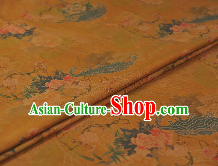 Chinese Traditional Cheongsam Silk Fabric Gambiered Guangdong Gauze Classical Peony Pattern Ginger Cloth Chinese Traditional Cheongsam Silk Fabric Gambiered Guangdong Gauze Classical Peony Pattern Ginger Cloth