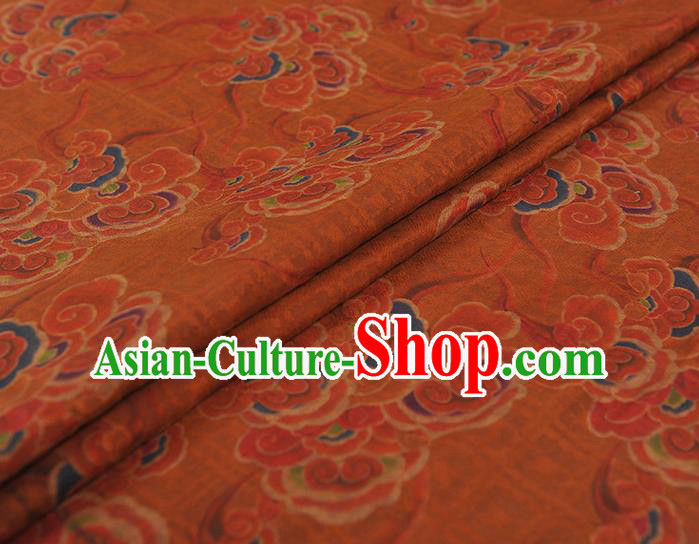 Chinese Traditional Jacquard Fabric Cheongsam Gambiered Guangdong Gauze Classical Clouds Pattern Orange Silk Cloth Chinese Traditional Jacquard Fabric Cheongsam Gambiered Guangdong Gauze Classical Clouds Pattern Orange Silk Cloth