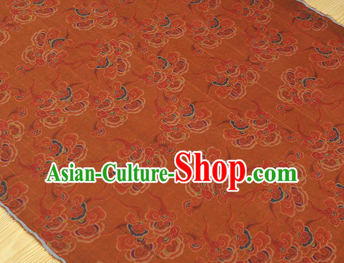 Chinese Traditional Jacquard Fabric Cheongsam Gambiered Guangdong Gauze Classical Clouds Pattern Orange Silk Cloth Chinese Traditional Jacquard Fabric Cheongsam Gambiered Guangdong Gauze Classical Clouds Pattern Orange Silk Cloth