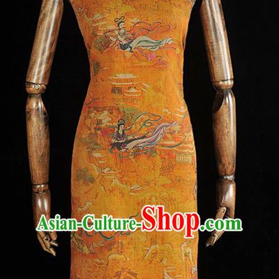 Chinese Classical Goddess Pattern Silk Material Traditional Fabric Cheongsam Gambiered Guangdong Gauze