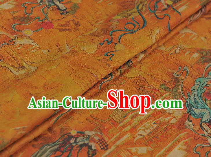 Chinese Classical Goddess Pattern Silk Material Traditional Fabric Cheongsam Gambiered Guangdong Gauze Chinese Classical Goddess Pattern Silk Material Traditional Fabric Cheongsam Gambiered Guangdong Gauze