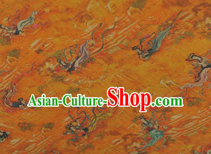 Chinese Classical Goddess Pattern Silk Material Traditional Fabric Cheongsam Gambiered Guangdong Gauze Chinese Classical Goddess Pattern Silk Material Traditional Fabric Cheongsam Gambiered Guangdong Gauze