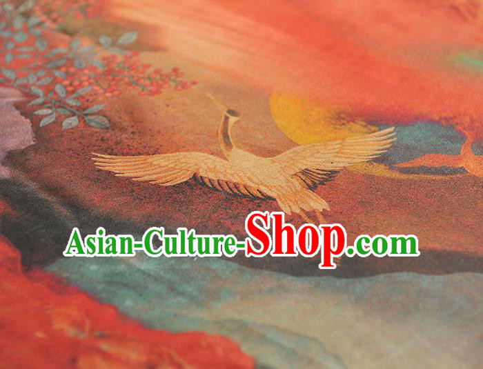 Chinese Cheongsam Gambiered Guangdong Gauze Classical Cranes Pattern Silk Material Traditional Fabric Chinese Cheongsam Gambiered Guangdong Gauze Classical Cranes Pattern Silk Material Traditional Fabric