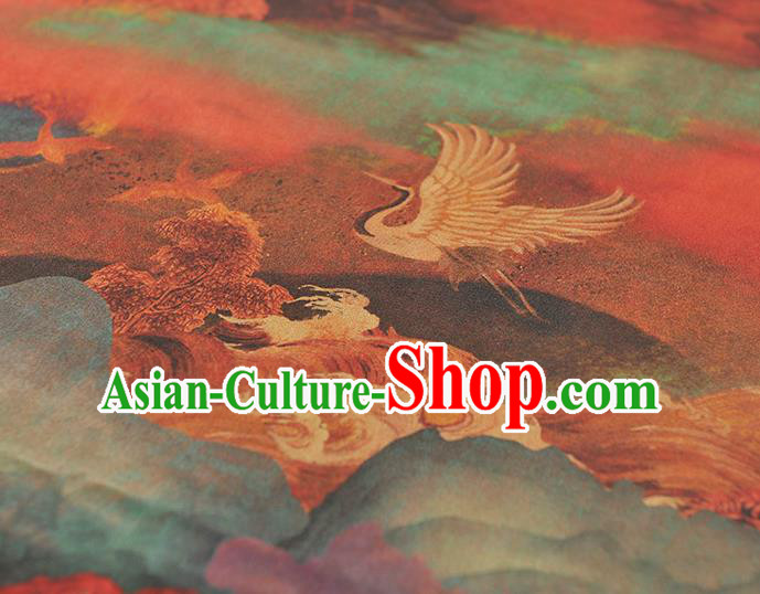 Chinese Cheongsam Gambiered Guangdong Gauze Classical Cranes Pattern Silk Material Traditional Fabric Chinese Cheongsam Gambiered Guangdong Gauze Classical Cranes Pattern Silk Material Traditional Fabric