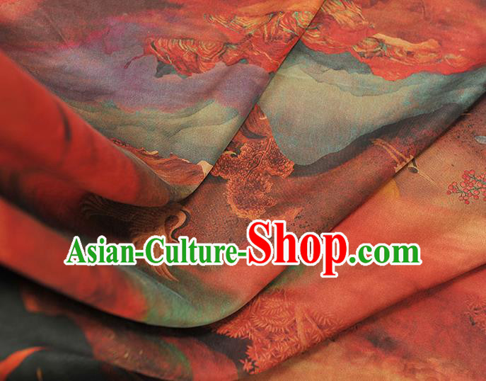 Chinese Cheongsam Gambiered Guangdong Gauze Classical Cranes Pattern Silk Material Traditional Fabric Chinese Cheongsam Gambiered Guangdong Gauze Classical Cranes Pattern Silk Material Traditional Fabric