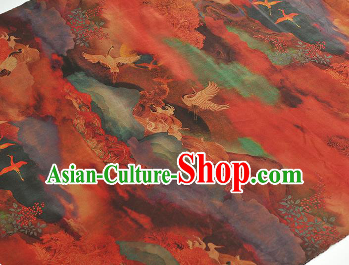 Chinese Cheongsam Gambiered Guangdong Gauze Classical Cranes Pattern Silk Material Traditional Fabric Chinese Cheongsam Gambiered Guangdong Gauze Classical Cranes Pattern Silk Material Traditional Fabric