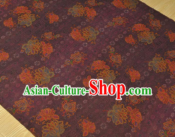 Chinese Classical Lotus Pattern Purple Silk Cloth Traditional Jacquard Fabric Cheongsam Gambiered Guangdong Gauze Chinese Classical Lotus Pattern Purple Silk Cloth Traditional Jacquard Fabric Cheongsam Gambiered Guangdong Gauze