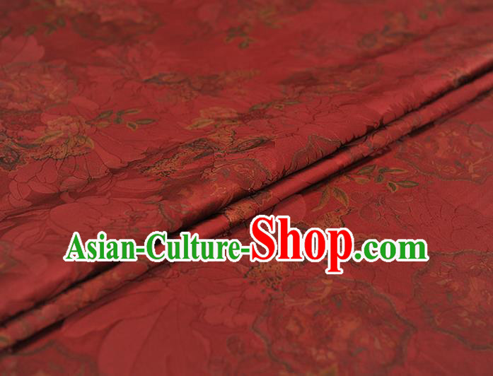 Chinese Cheongsam Red Gambiered Guangdong Gauze Classical Flowers Pattern Silk Material Traditional Satin Fabric Chinese Cheongsam Red Gambiered Guangdong Gauze Classical Flowers Pattern Silk Material Traditional Satin Fabric
