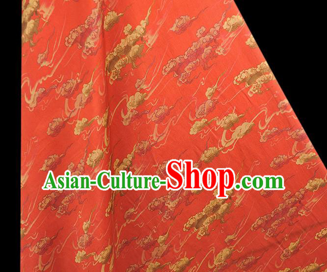 Chinese Traditional Red Silk Fabric Cheongsam Gambiered Guangdong Gauze Classical Clouds Pattern Silk Material Chinese Traditional Red Silk Fabric Cheongsam Gambiered Guangdong Gauze Classical Clouds Pattern Silk Material