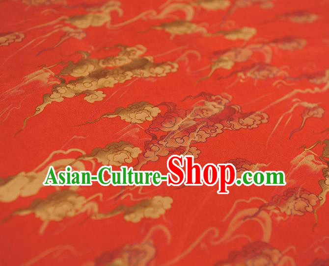 Chinese Traditional Red Silk Fabric Cheongsam Gambiered Guangdong Gauze Classical Clouds Pattern Silk Material Chinese Traditional Red Silk Fabric Cheongsam Gambiered Guangdong Gauze Classical Clouds Pattern Silk Material