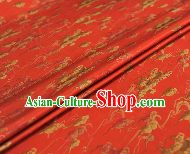 Chinese Traditional Red Silk Fabric Cheongsam Gambiered Guangdong Gauze Classical Clouds Pattern Silk Material Chinese Traditional Red Silk Fabric Cheongsam Gambiered Guangdong Gauze Classical Clouds Pattern Silk Material