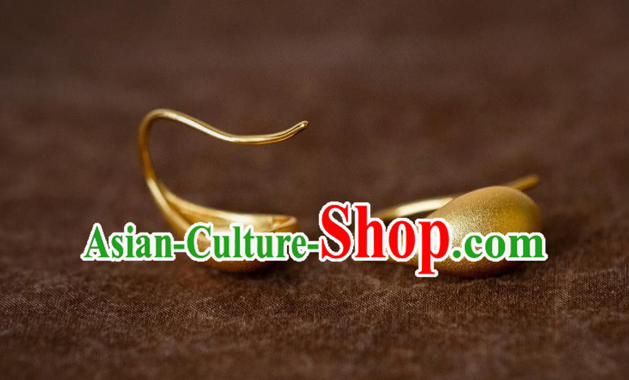 China Ming Dynasty Empress Gilding Earrings Traditional Ancient Court Ear Jewelry China Ming Dynasty Empress Gilding Earrings Traditional Ancient Court Ear Jewelry