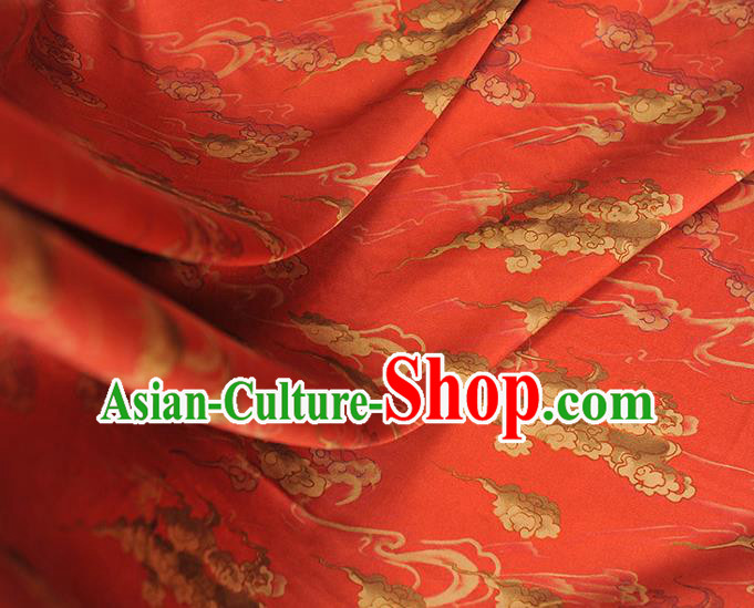 Chinese Traditional Red Silk Fabric Cheongsam Gambiered Guangdong Gauze Classical Clouds Pattern Silk Material Chinese Traditional Red Silk Fabric Cheongsam Gambiered Guangdong Gauze Classical Clouds Pattern Silk Material
